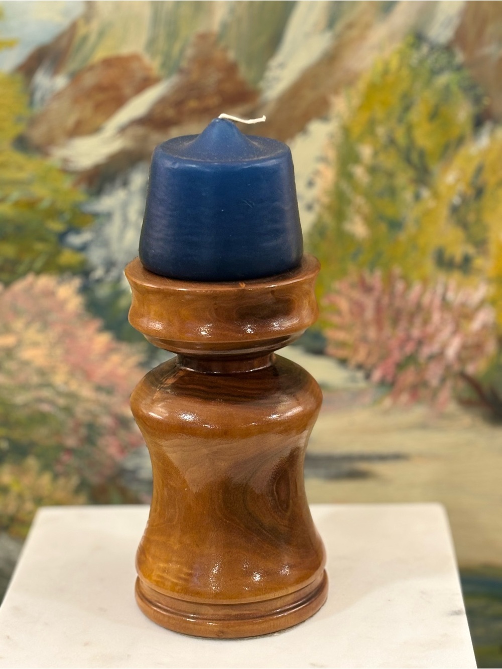 Vintage Hand-Turned Wood Candle Holder Artisan Signed William M. Leach
